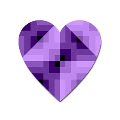 Purple Geometric Cotton Fabric Heart Magnet by Nexatart