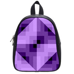 Purple Geometric Cotton Fabric School Bag (small) by Nexatart