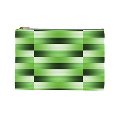 Pinstripes Green Shapes Shades Cosmetic Bag (large)  by Nexatart