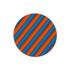 Diagonal Stripes Striped Lines Rubber Coaster (round)  by Nexatart