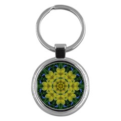 Fantasy Plumeria Decorative Real And Mandala Key Chains (round)  by pepitasart