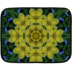 Fantasy Plumeria Decorative Real And Mandala Fleece Blanket (mini) by pepitasart