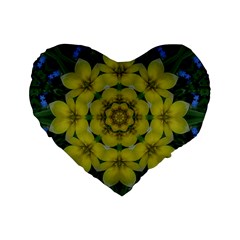 Fantasy Plumeria Decorative Real And Mandala Standard 16  Premium Flano Heart Shape Cushions by pepitasart