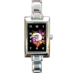 Awesome Eagle With Flowers Rectangle Italian Charm Watch