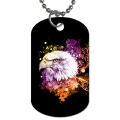 Awesome Eagle With Flowers Dog Tag (two Sides) by FantasyWorld7