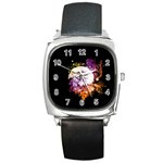 Awesome Eagle With Flowers Square Metal Watch