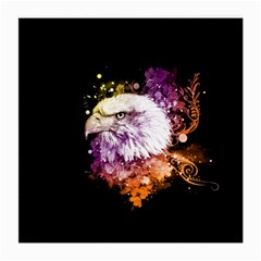 Awesome Eagle With Flowers Medium Glasses Cloth by FantasyWorld7