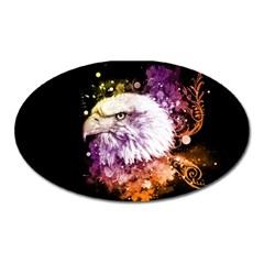 Awesome Eagle With Flowers Oval Magnet by FantasyWorld7