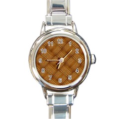 Wood Texture Background Oak Round Italian Charm Watch