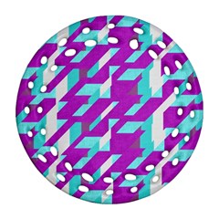 Fabric Textile Texture Purple Aqua Round Filigree Ornament (two Sides) by Nexatart