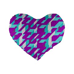 Fabric Textile Texture Purple Aqua Standard 16  Premium Flano Heart Shape Cushions