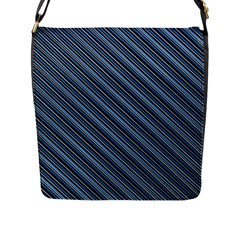 Diagonal Stripes Pinstripes Flap Messenger Bag (l) 