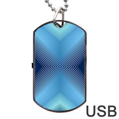 Converging Lines Blue Shades Glow Dog Tag Usb Flash (one Side) by Nexatart