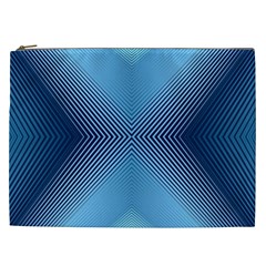 Converging Lines Blue Shades Glow Cosmetic Bag (xxl)  by Nexatart