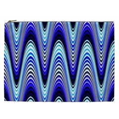 Waves Wavy Blue Pale Cobalt Navy Cosmetic Bag (xxl)  by Nexatart