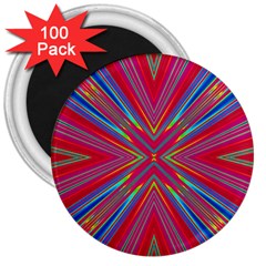 Burst Radiate Glow Vivid Colorful 3  Magnets (100 Pack)