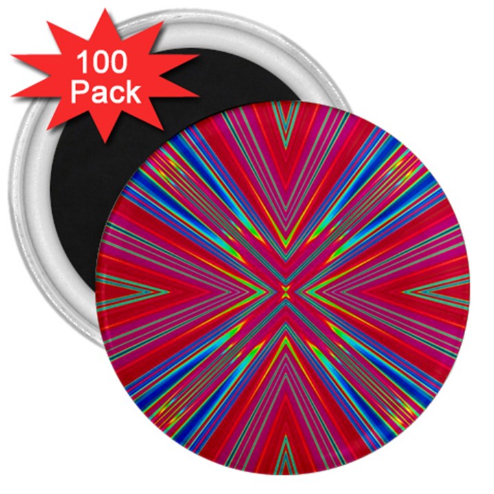 Burst Radiate Glow Vivid Colorful 3  Magnets (100 pack)