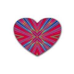 Burst Radiate Glow Vivid Colorful Rubber Coaster (heart)  by Nexatart