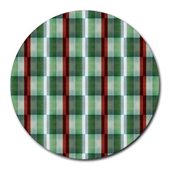 Fabric Textile Texture Green White Round Mousepads by Nexatart