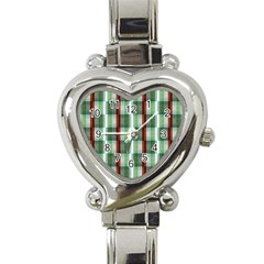 Fabric Textile Texture Green White Heart Italian Charm Watch by Nexatart