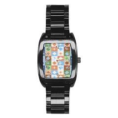 Fabric Textile Textures Cubes Stainless Steel Barrel Watch by Nexatart