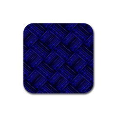 Cobalt Blue Weave Texture Rubber Square Coaster (4 Pack)  by Nexatart