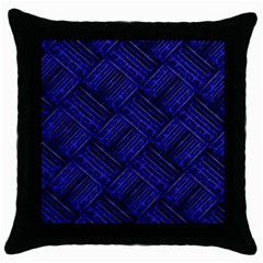 Cobalt Blue Weave Texture Throw Pillow Case (black) by Nexatart