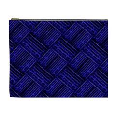 Cobalt Blue Weave Texture Cosmetic Bag (xl) by Nexatart