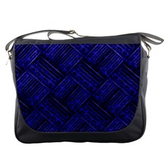 Cobalt Blue Weave Texture Messenger Bags by Nexatart