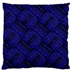 Cobalt Blue Weave Texture Large Flano Cushion Case (one Side) by Nexatart