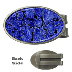 Neon Abstract Cobalt Blue Wood Money Clips (oval) 