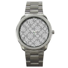 Black And White Oriental Ornate Sport Metal Watch by dflcprints