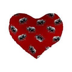 Rhino Pattern Standard 16  Premium Flano Heart Shape Cushions by Valentinaart