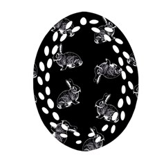 Rabbit Pattern Oval Filigree Ornament (two Sides) by Valentinaart