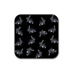 Rabbit Pattern Rubber Coaster (square)  by Valentinaart