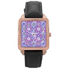Cracked Oriental Ornate Pattern Rose Gold Leather Watch  by dflcprints