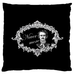 Edgar Allan Poe  - Never More Large Flano Cushion Case (one Side) by Valentinaart