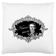 Edgar Allan Poe  - Never More Large Flano Cushion Case (one Side) by Valentinaart