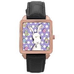 Easter Bunny  Rose Gold Leather Watch  by Valentinaart