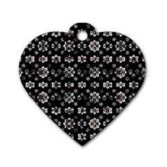 Dark Luxury Baroque Pattern Dog Tag Heart (one Side) by dflcprints