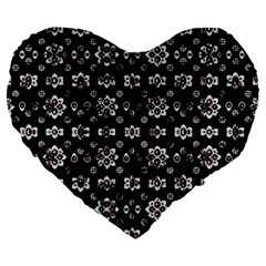 Dark Luxury Baroque Pattern Large 19  Premium Heart Shape Cushions by dflcprints