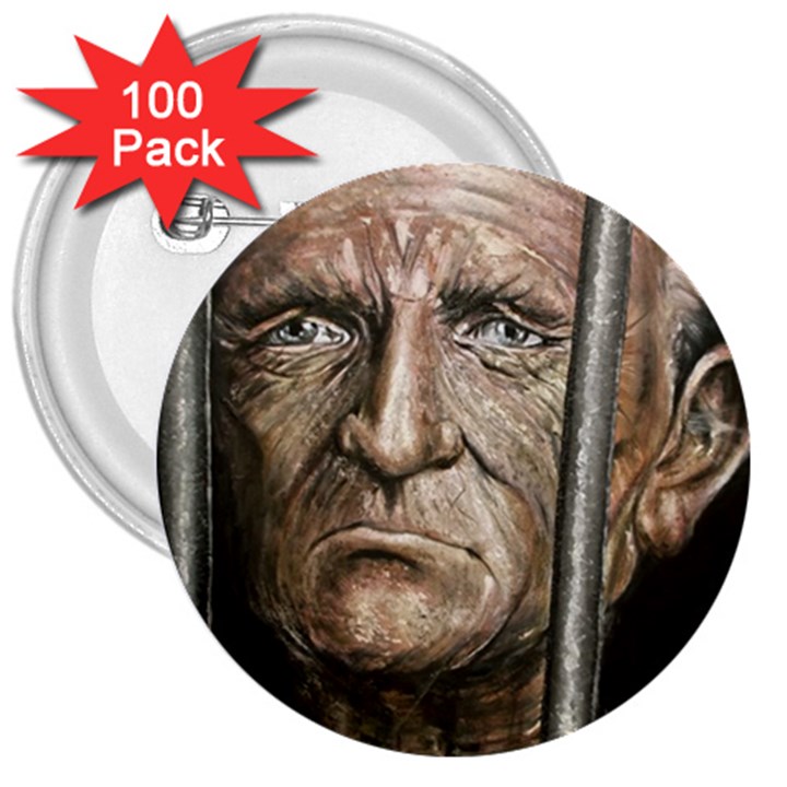 Old Man Imprisoned 3  Buttons (100 pack) 