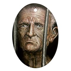 Old Man Imprisoned Oval Ornament (Two Sides)