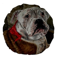 Dog Portrait Large 18  Premium Flano Round Cushions by redmaidenart