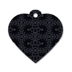 Dark Ethnic Sharp Pattern Dog Tag Heart (one Side) by dflcprints