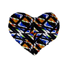 Multicolor Geometric Abstract Pattern Standard 16  Premium Flano Heart Shape Cushions by dflcprints