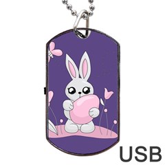 Easter Bunny  Dog Tag Usb Flash (two Sides) by Valentinaart