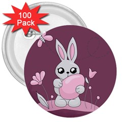 Easter Bunny  3  Buttons (100 Pack)  by Valentinaart