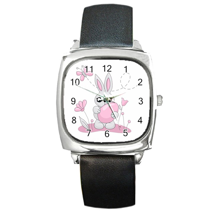 Easter bunny  Square Metal Watch