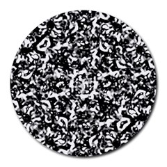 Black And White Abstract Texture Round Mousepads by dflcprints